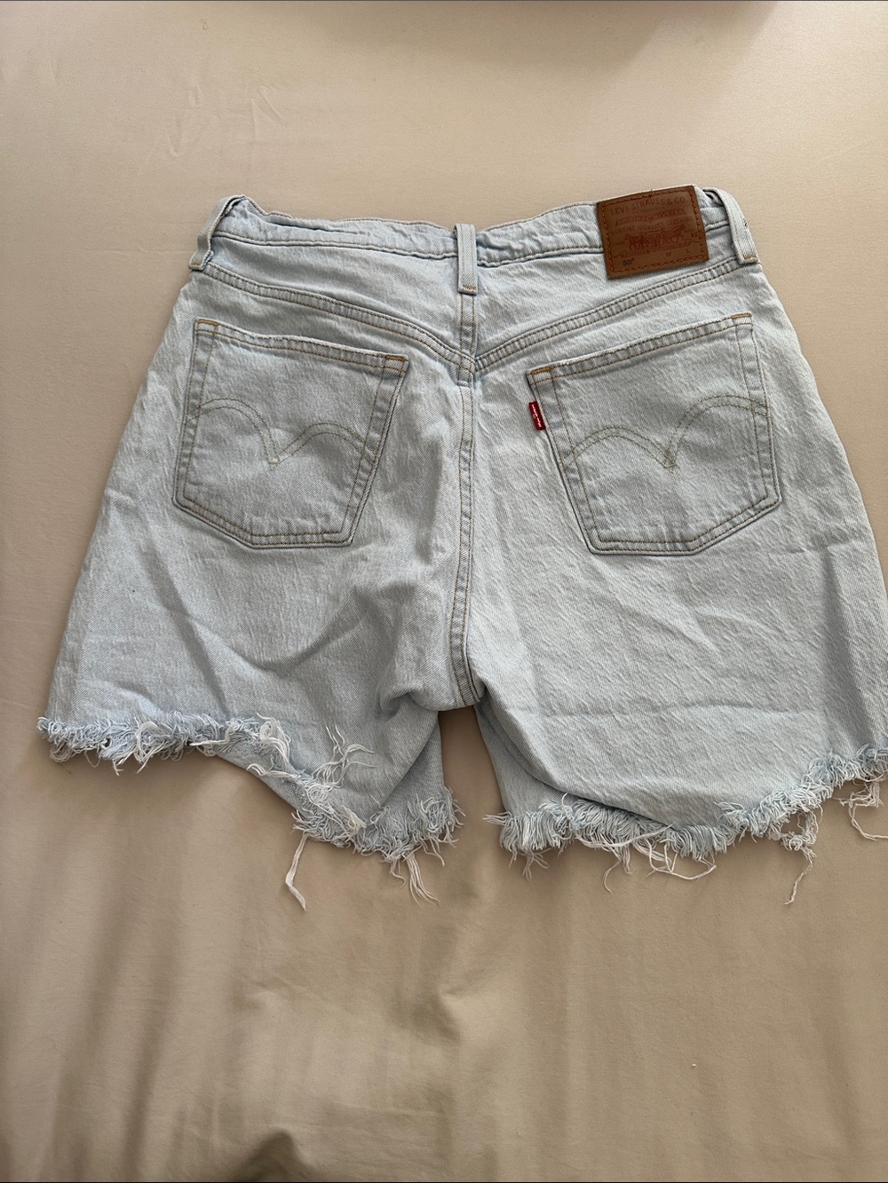 Levi's Light Blue Frayed Hem Denim Shorts